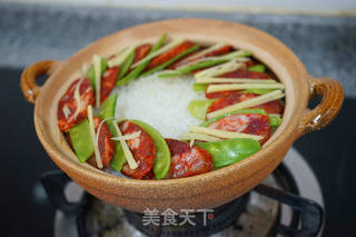 美食节腊肠荷兰豆煲仔饭的做法步骤:9