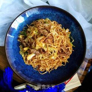 孜然牛肉炒面的做法步骤:10