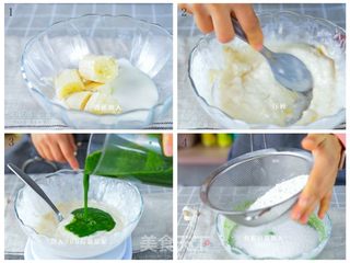 菠菜厚松饼圣诞树——宝宝辅食的做法步骤:2
