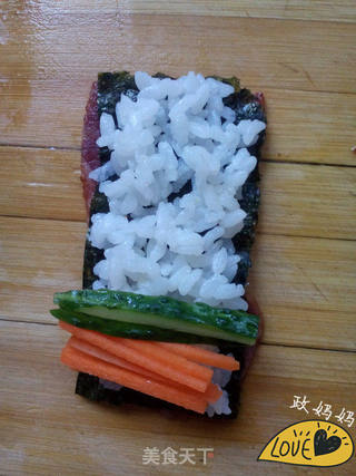 培根海苔饭卷的做法步骤:6