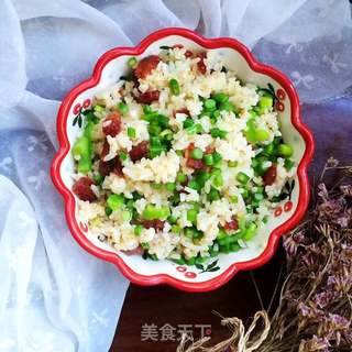 蒜苔腊肠炒饭的做法步骤:10