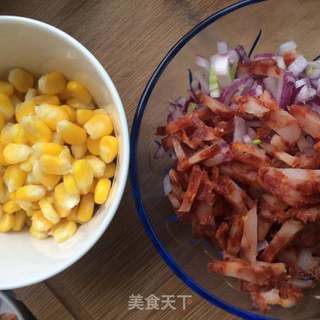 腊肠虾仁炒饭的做法步骤:3