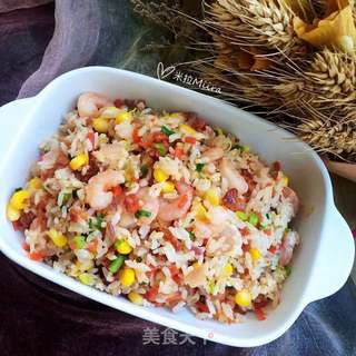 腊肠虾仁炒饭的做法步骤:9