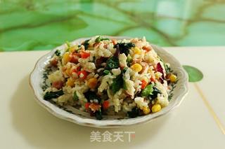 蔬菜红肠炒米饭的做法步骤:7