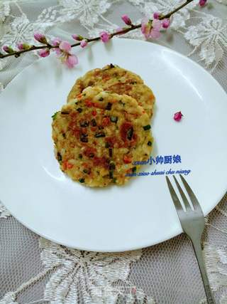 豆腐海鲜果蔬饼的做法步骤:7
