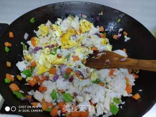 蔬菜蛋炒饭的做法步骤:6