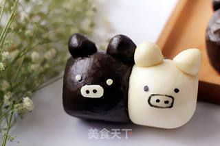 有着简约时尚气息滴【黑白小猪挤挤馒头】的做法步骤:22