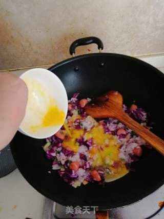 紫包菜蛋炒饭的做法步骤:7