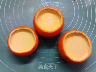 橙碗奶香蒸蛋羹的做法步骤:10
