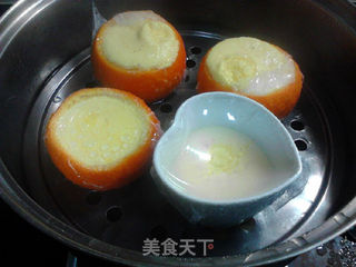 橙碗奶香蒸蛋羹的做法步骤:13