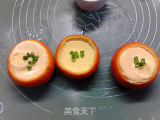 橙碗奶香蒸蛋羹的做法步骤:14