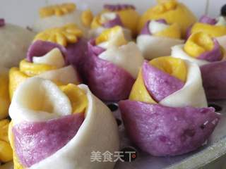 紫薯南瓜玫瑰蒸馒头的做法步骤：10