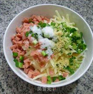 火腿肠鸡蛋土豆丝饼的做法步骤:8