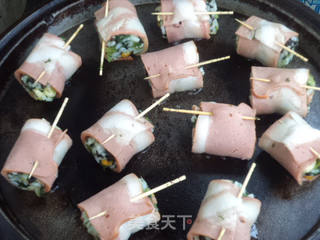 小白菜培根饭卷的做法步骤:10