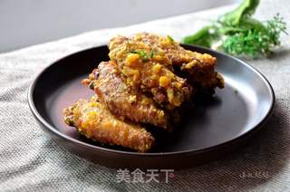 金沙鸡翅的做法步骤:9