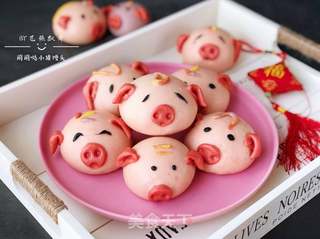 萌哒哒的小猪馒头的做法步骤:15