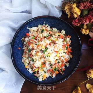 火腿炒饭的做法步骤:8