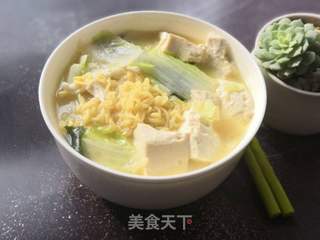 白菜豆腐方便面的做法步骤：9