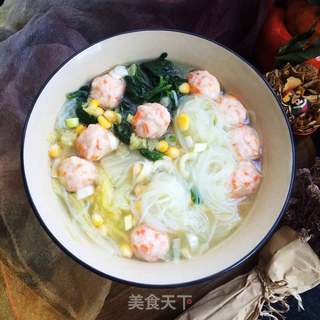 粉丝菠菜鱼丸汤的做法步骤:10