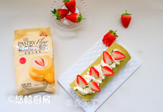 抹茶草莓蛋糕卷的做法步骤:10