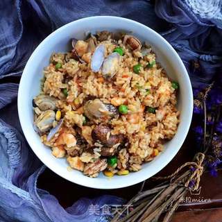 海鲜炒饭的做法步骤:9