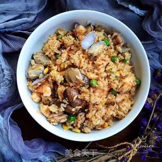 海鲜炒饭的做法步骤:10