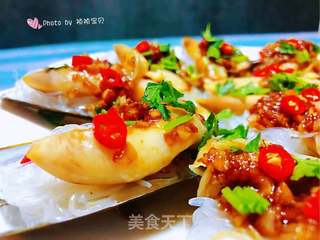 蒜蓉粉丝蒸竹蛏的做法步骤:14