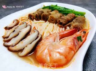 鲜虾肥羊时蔬面的做法步骤：11