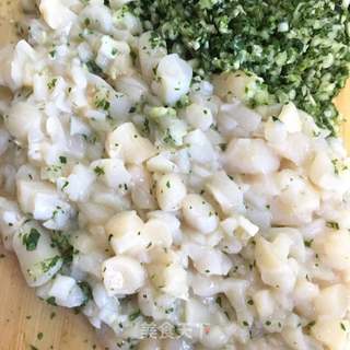 “野菜”荠菜白菜扇贝丁饺子的做法步骤:17