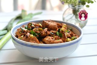 肉末青蒜豆腐的做法步骤:9
