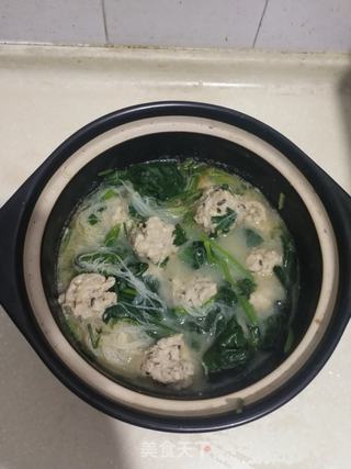菠菜丸子汤的做法步骤:16