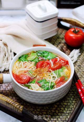 番茄生菜汤面的做法步骤:9