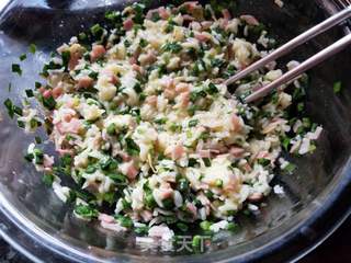 韭菜火腿米饭饼的做法步骤:5