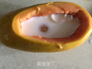 木瓜鸡蛋牛奶羹的做法步骤:3