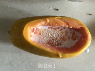 木瓜鸡蛋牛奶羹的做法步骤:4