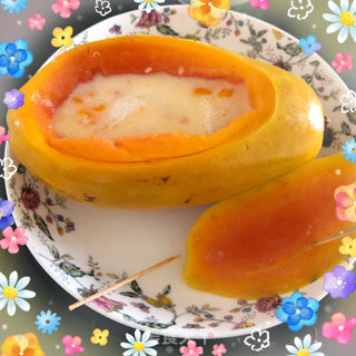 木瓜鸡蛋牛奶羹的做法步骤:6