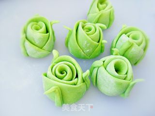 绿玫瑰花馒头的做法步骤：10