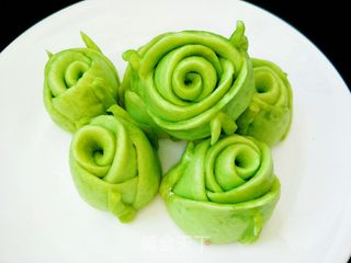 绿玫瑰花馒头的做法步骤：16