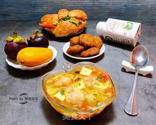 #鸡蛋#虾滑番茄豆腐蛋花羹的做法步骤:16