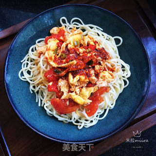 番茄鸡蛋拌面的做法步骤:8