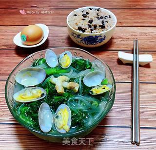 #快手餐#小白菜蚬子汤的做法步骤:10