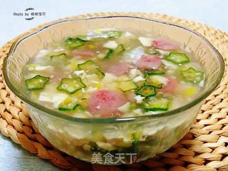 秋葵香肠豆腐羹的做法步骤:12