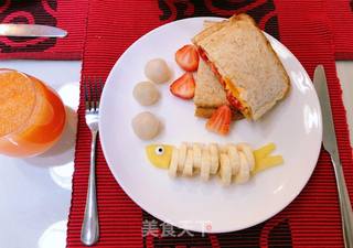 鸡蛋三明治+香蕉鱼的做法步骤:18