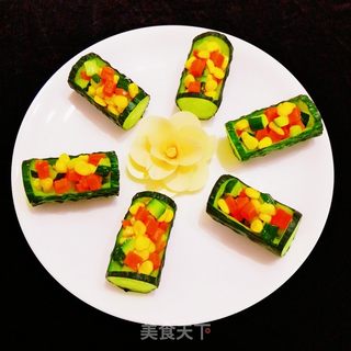 胡萝卜玉米黄瓜盅的做法步骤:13