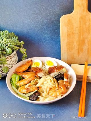 烤鸭香菇红烧虾面的做法步骤:6