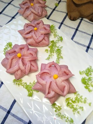 紫薯樱花豆沙包的做法步骤:10