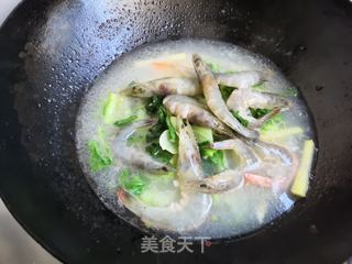 小白菜土豆大虾汤的做法步骤:9