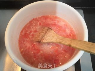 西红柿丝瓜补钙粥的做法步骤:19
