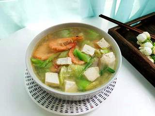 鲜虾丝瓜豆腐汤的做法步骤:6