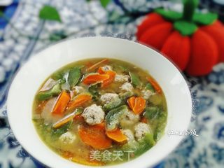 胡萝卜丝瓜丸子汤的做法步骤:5